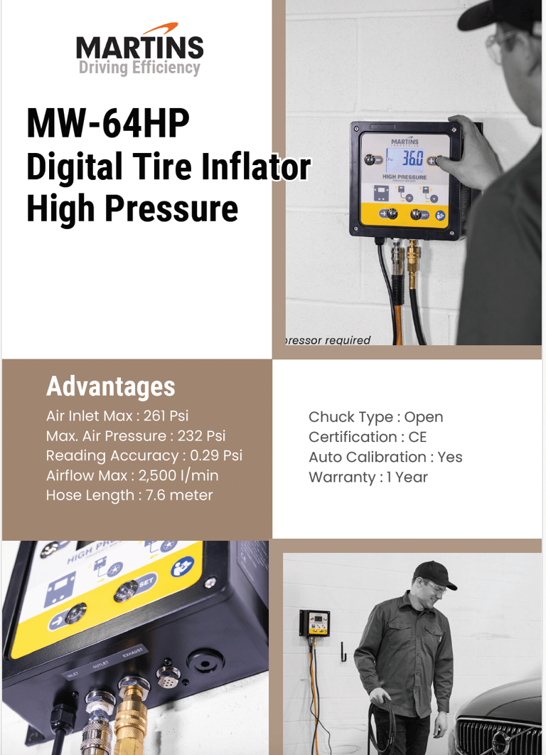 Martins MW-64HP Digital Tire Inflator High Pressure 232 Psi