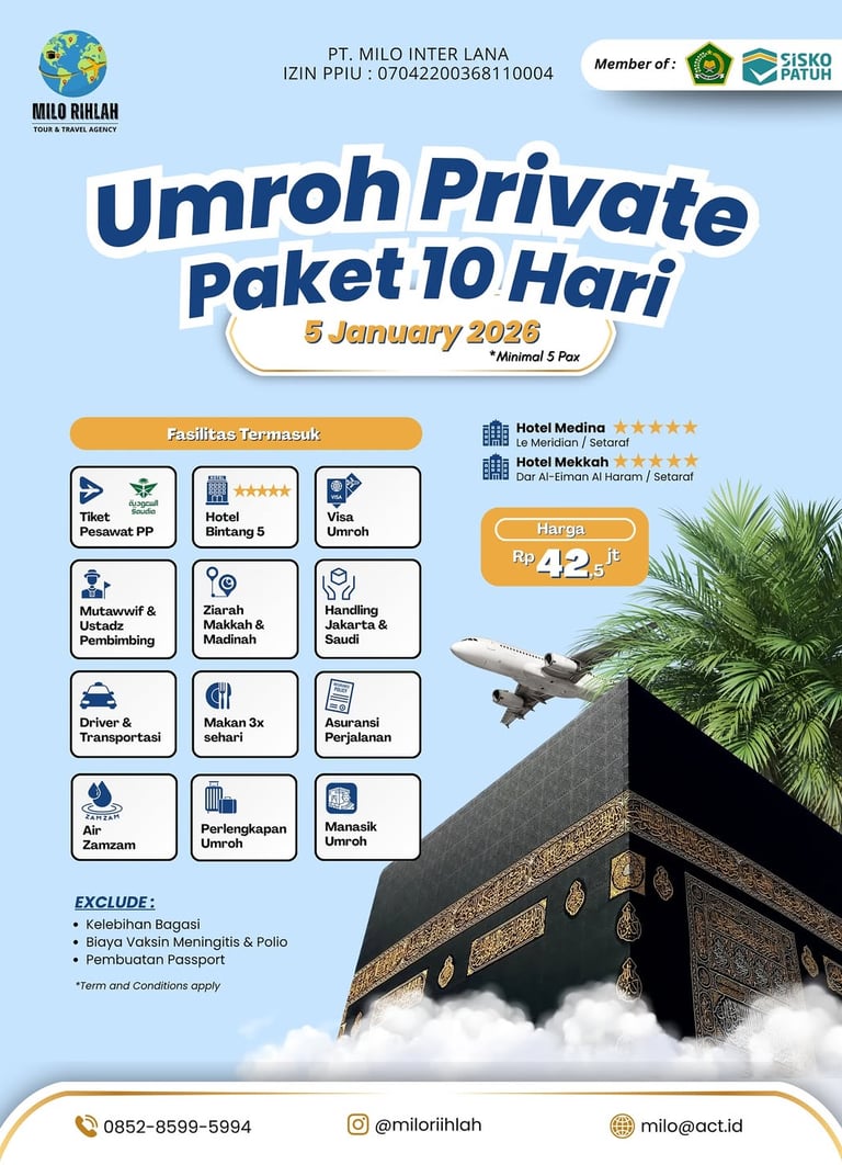 Umroh Private Januari 2026 10 hari