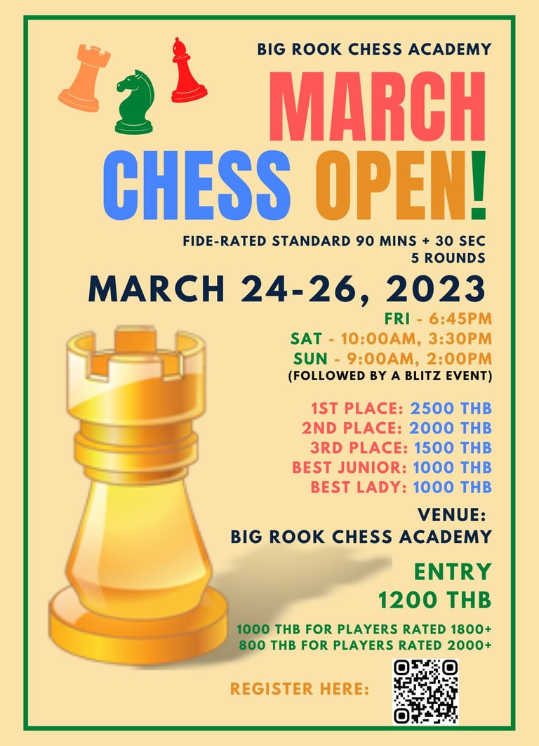 Big Rook Chess Academy March Chess Open, Bangkok, Thailand. Thailand Chess Association