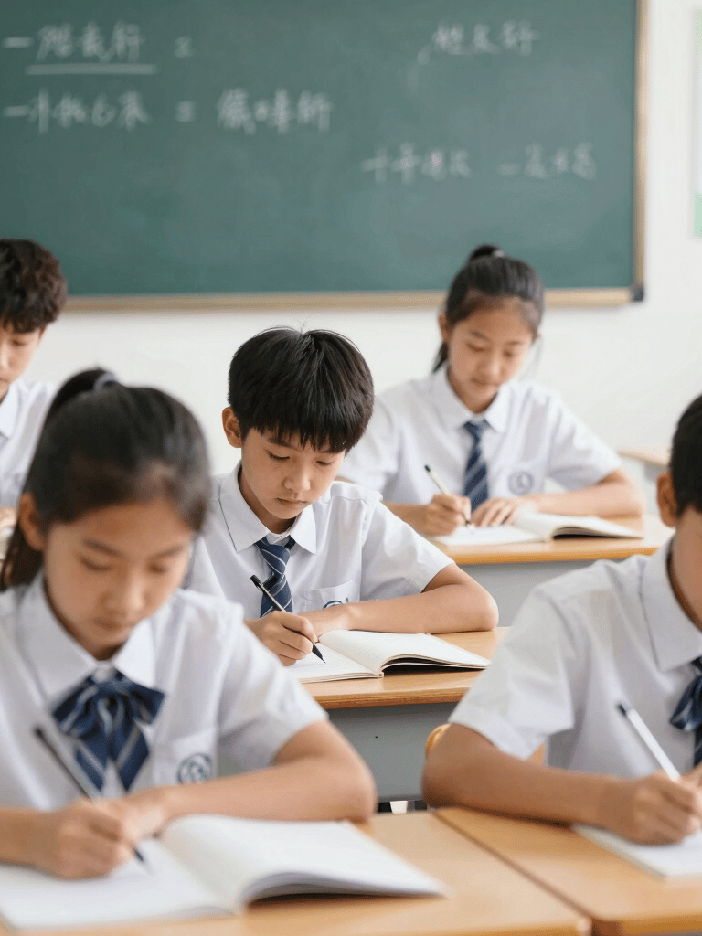 A vibrant classroom scene with students engaged in interactive digital lessons on tablets and laptops.