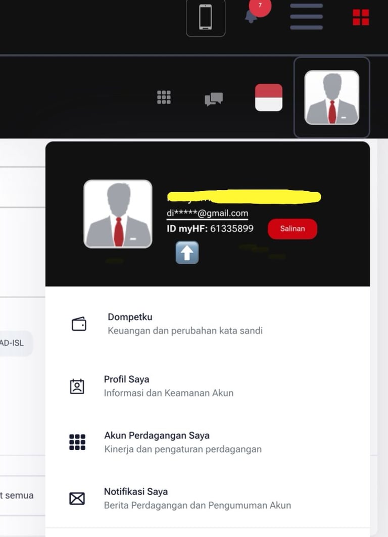 Contoh ID HFM WALLET