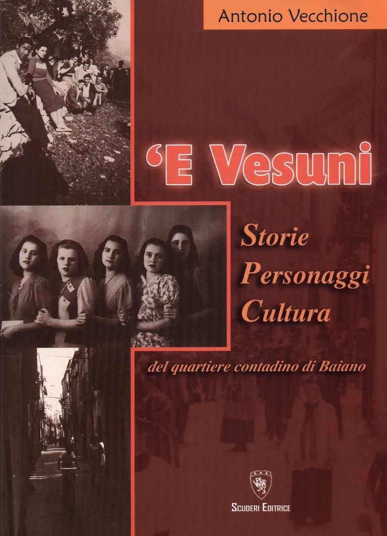 Cover of 'E Vesuni: Storie Personaggi Cultura, a book by Antonio Vecchione about Baiano's peasant history.