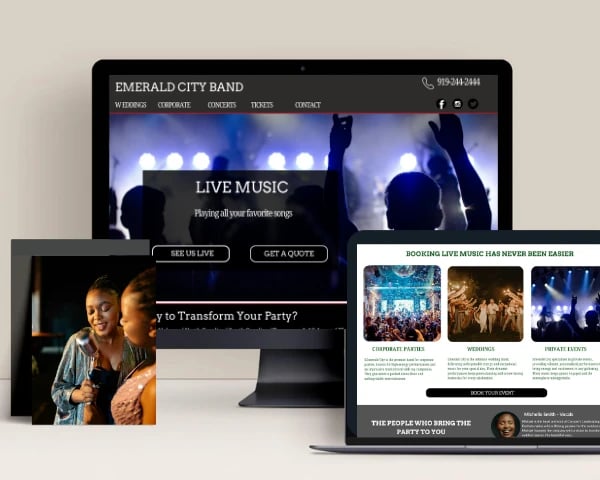 luxury web design for wedding professionals: wedding bands, djs and musicians