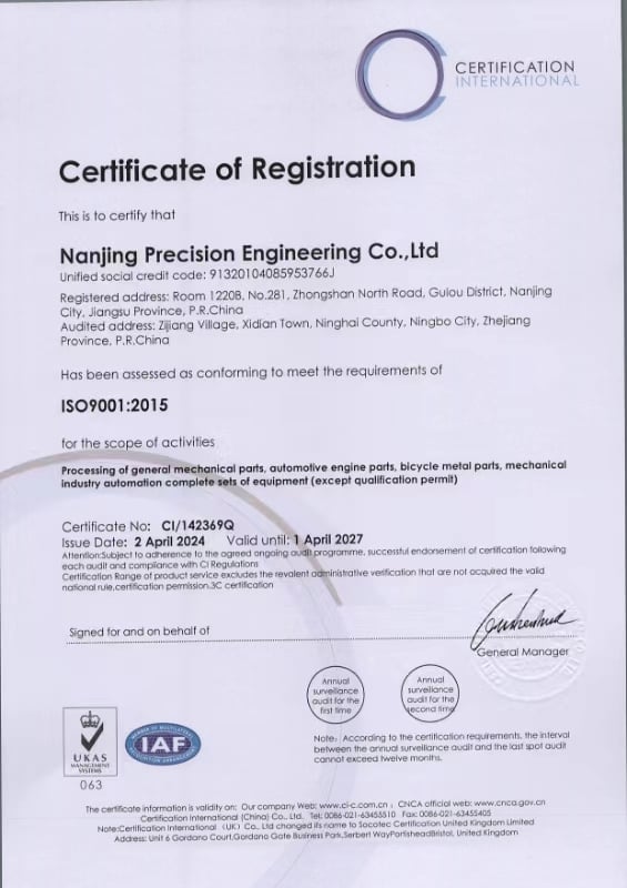 ISO 9001 Certificate