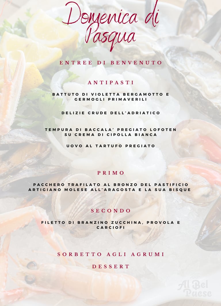 menù della domenica di Pasqua