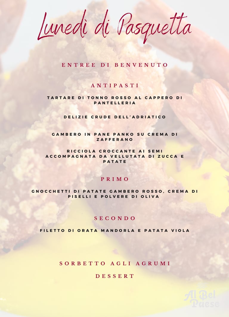 menù del lunedì di Pasquetta