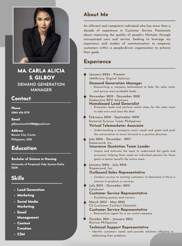 a professional resumen for a professional resume