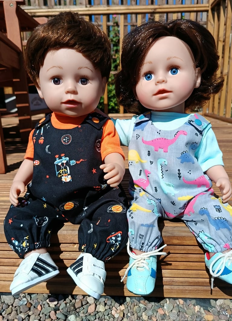 Baby Born Big Brother dolls dressed in summer overalls