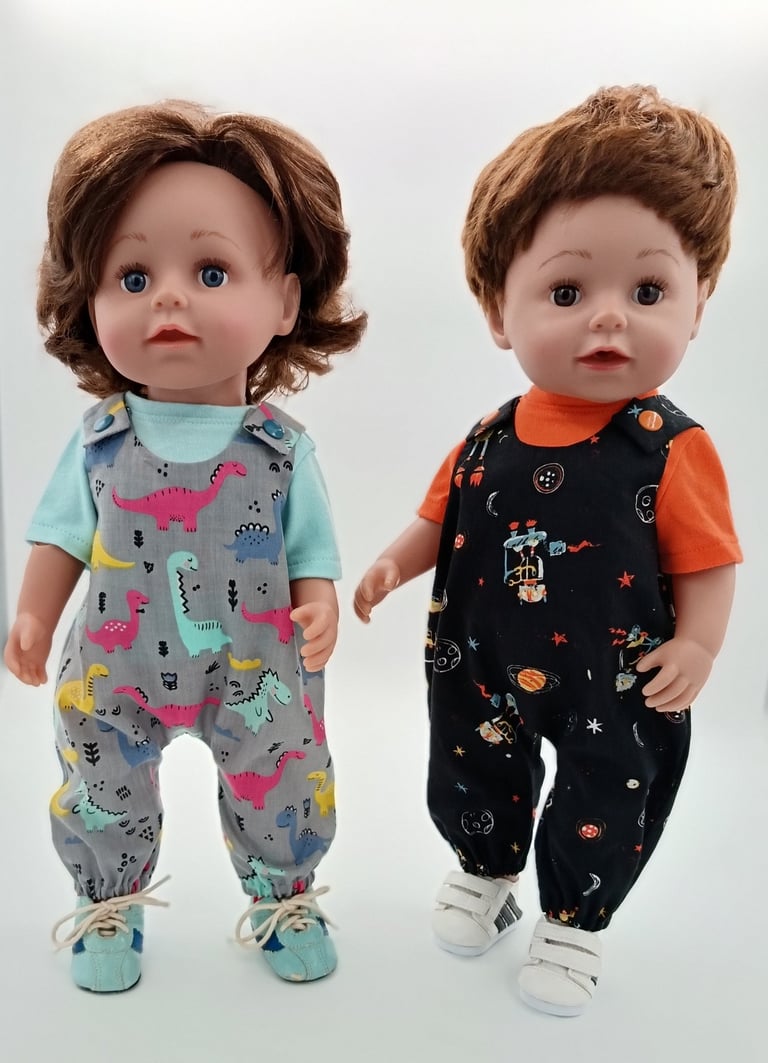 Zapf Baby Born Big Brother dolls dressed in summer overalls
