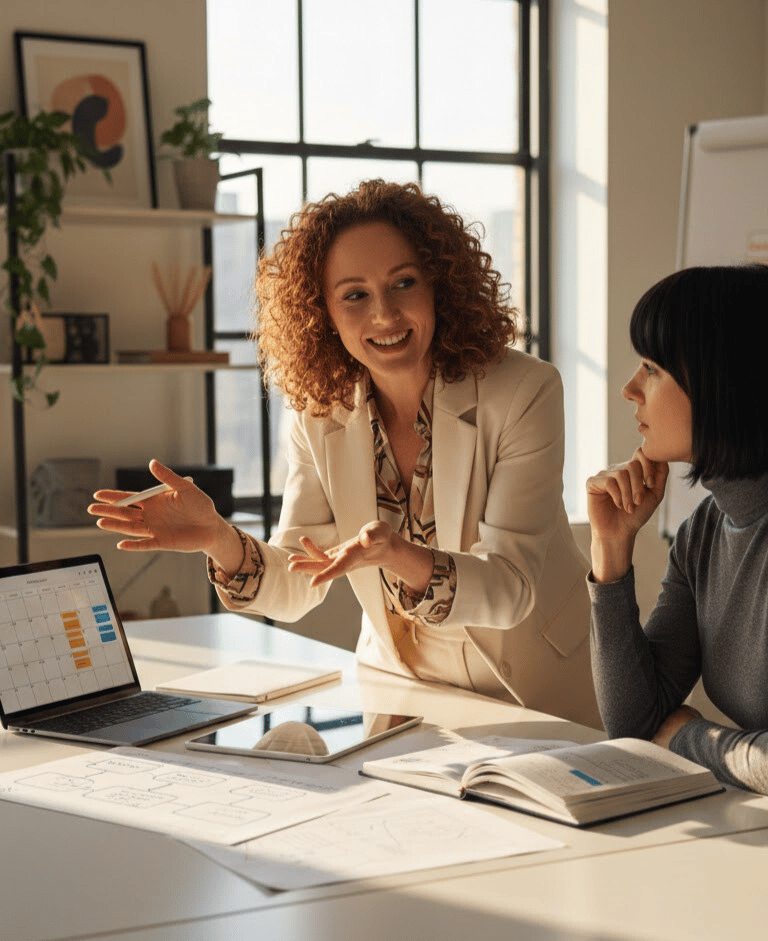 Agent helping onlyfans creator to decide switching agency