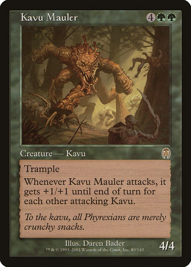 Magic: The Gathering Kavu Mauler creature card featuring fantasy monster art in a forest setting.