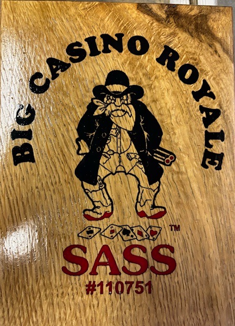 Large SASS gun cart plaque with epoxy