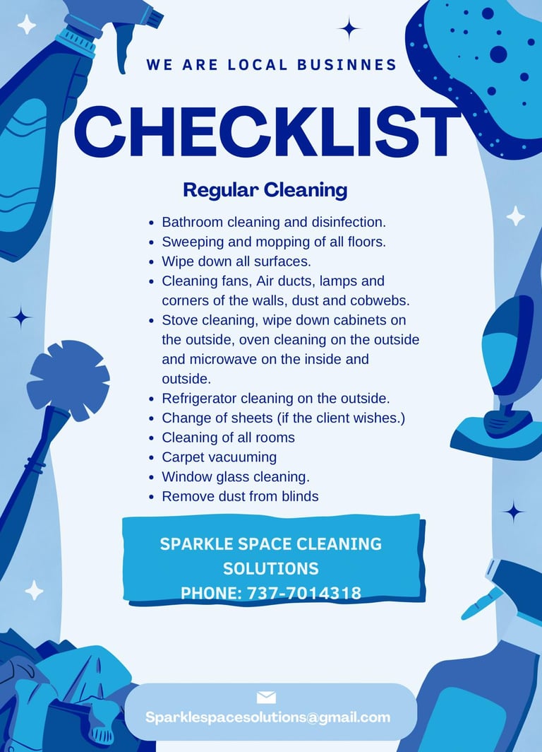 checklist standar cleaning Austin, Tx nera areas