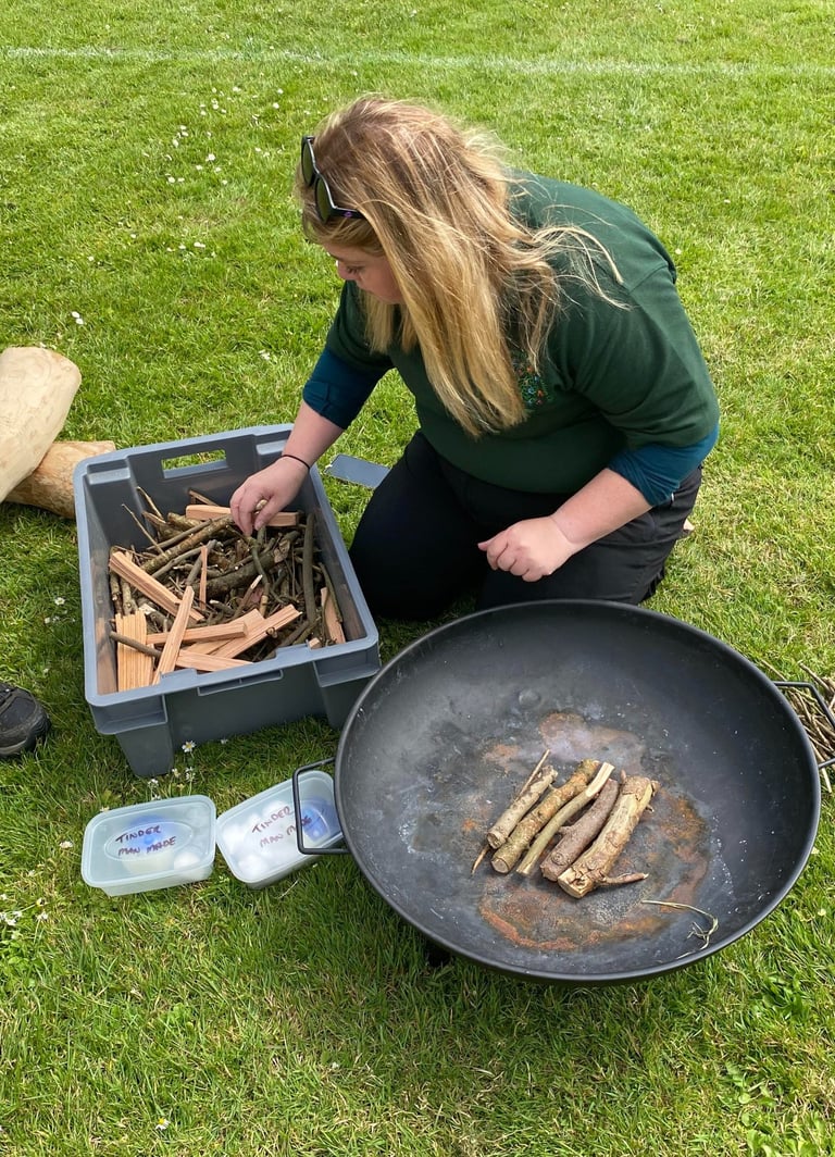 Lighting a fire in a fire bowl