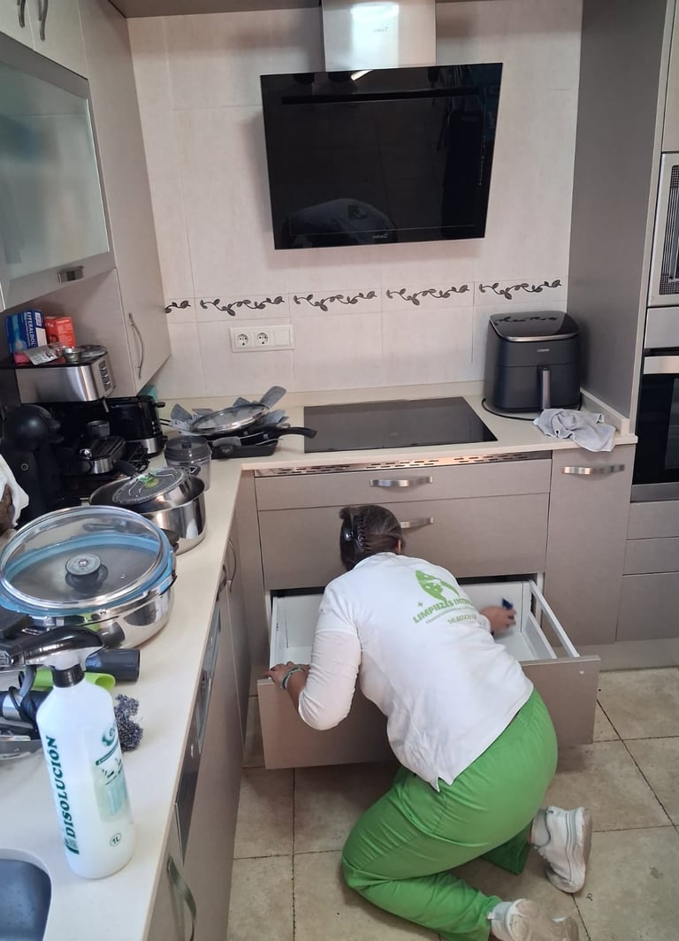Limpieza profunda profesional en cocina de domicilio particular.