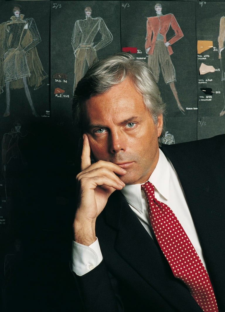 Giorgio Armani in his studio 1980.