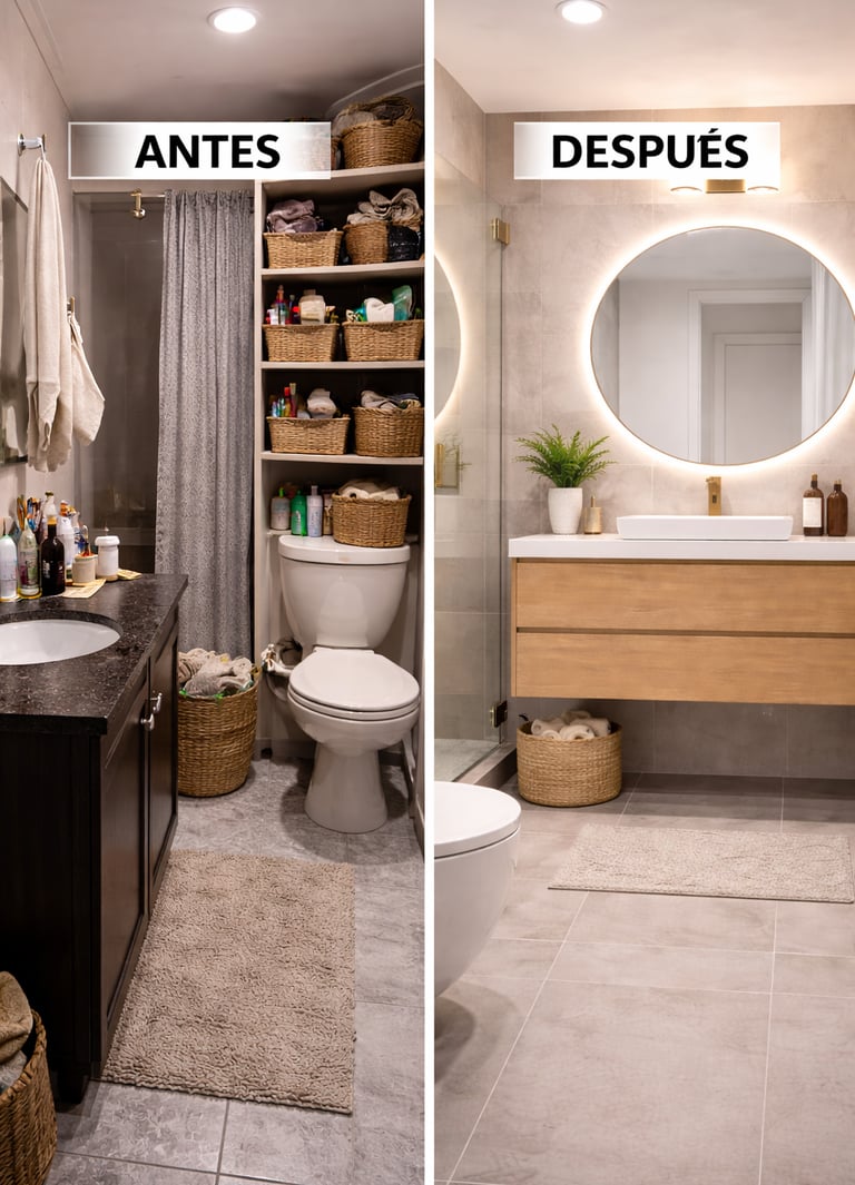 errores al decorar un baño moderno pequeño