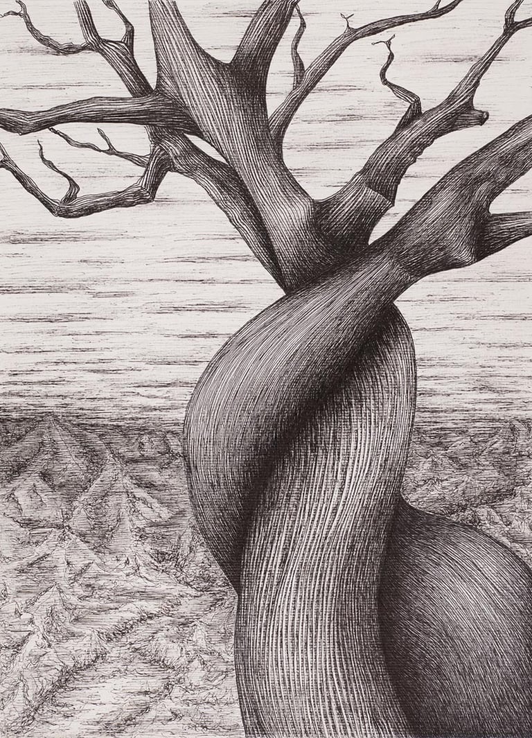 dessin arbre encre noire
