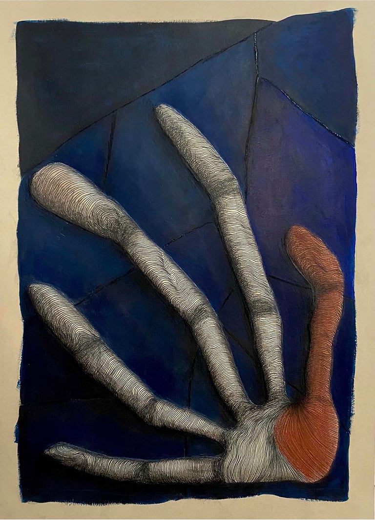 dessin abstrait acrylique et pastel