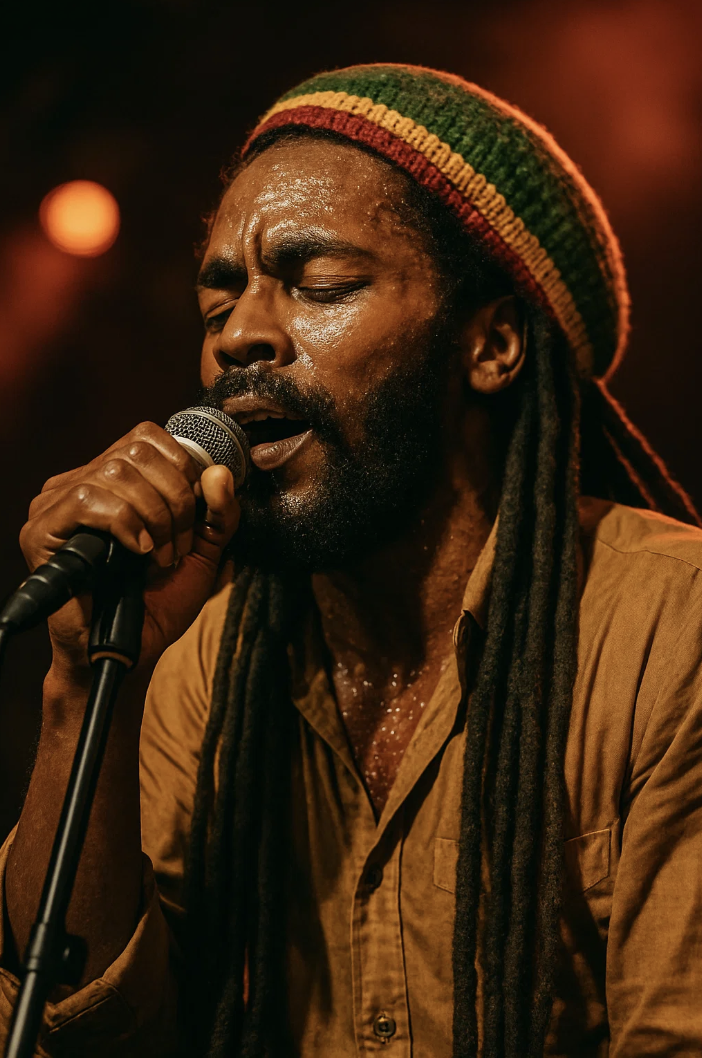 Chanteur de reggae pour la journée mondiale du reggae.