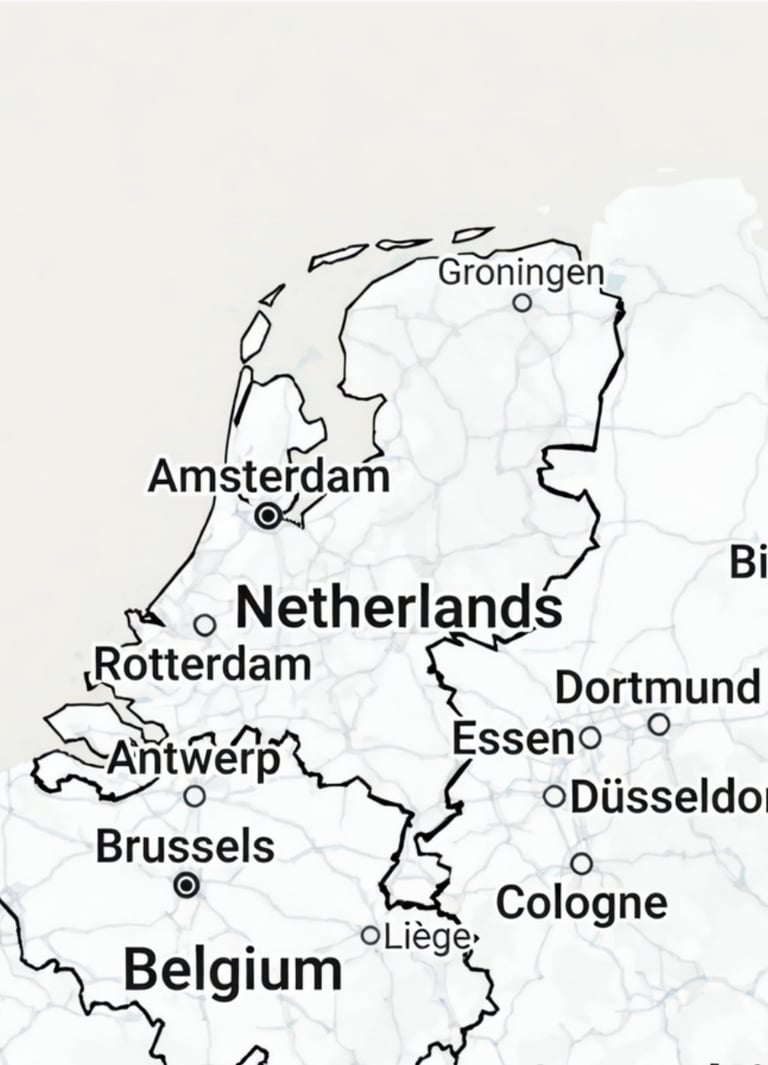 Maps of Nethelands with cities and countries around it