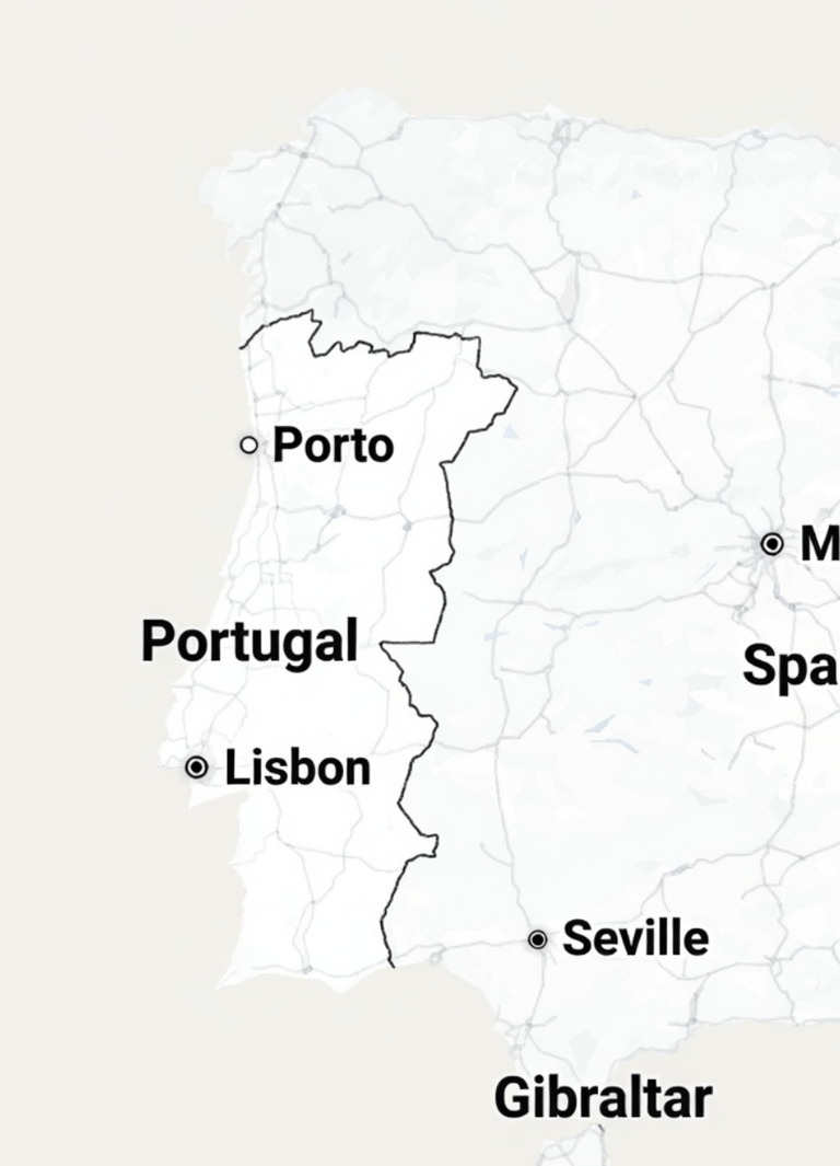 map of Portugal and main cities 