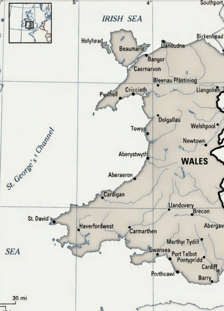 Map of wales cities and towns