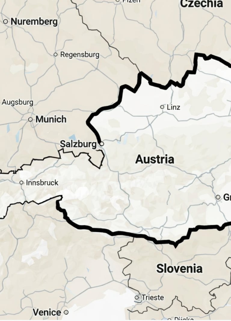 Map of Austria and surrounding countries 