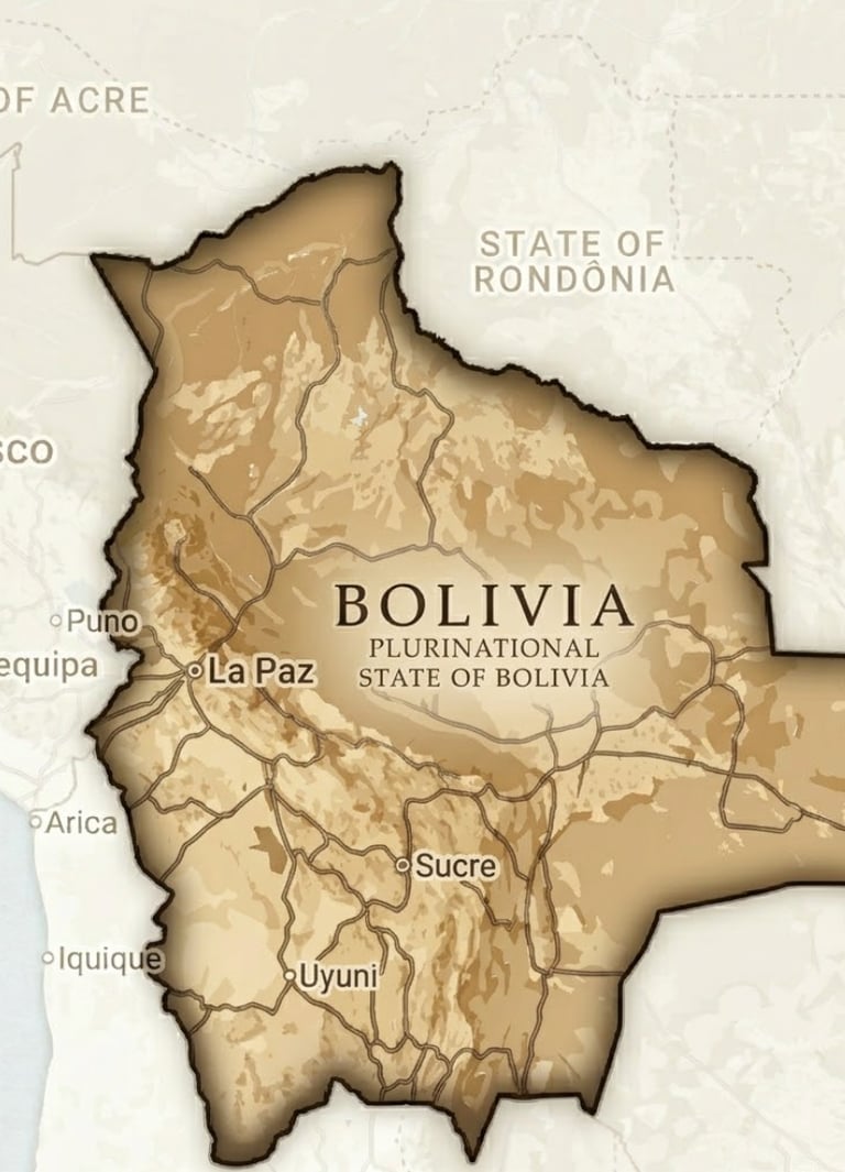 Image of Outline of Bolivia in Beige colours
