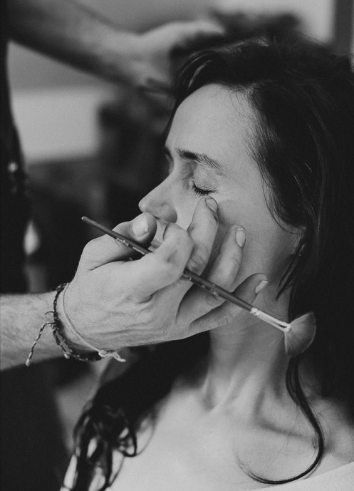 Bride having her make-up put on.