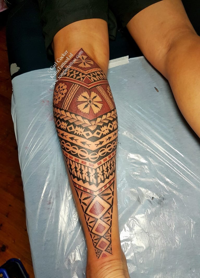 Fijian tattoo Polynesian leg sleeve Sydney Perth Australia 