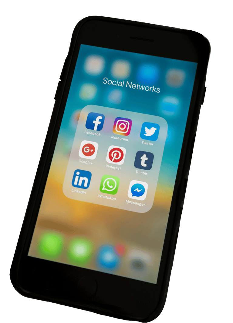 cell phone with social media apps on it
