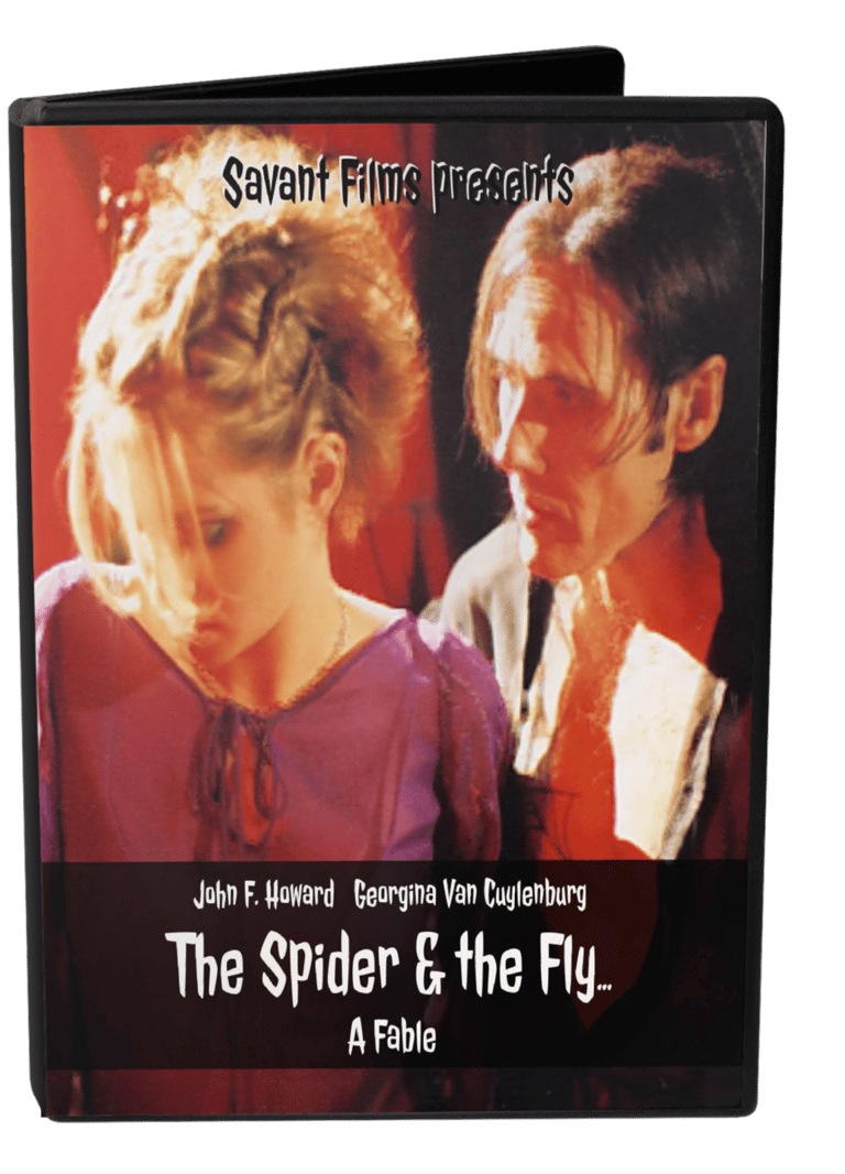 DVD cover featuring a creepy looking man walks right behind a young woman with short blonde hair