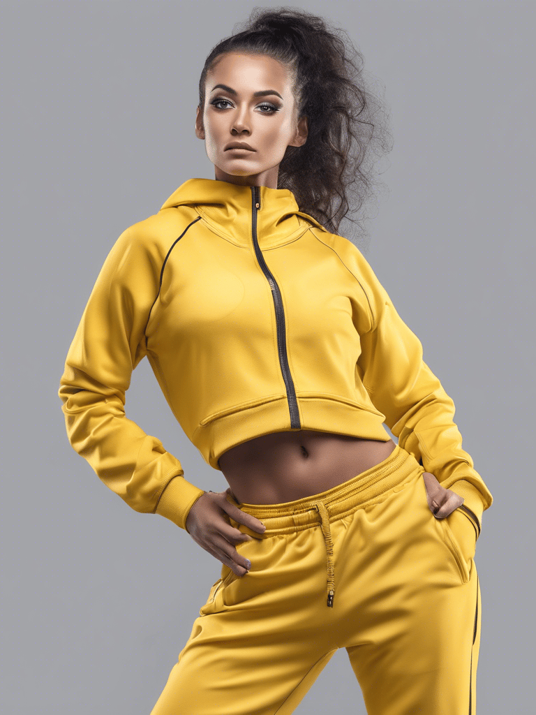 woman in yellow tracksuit standing on basketball court side