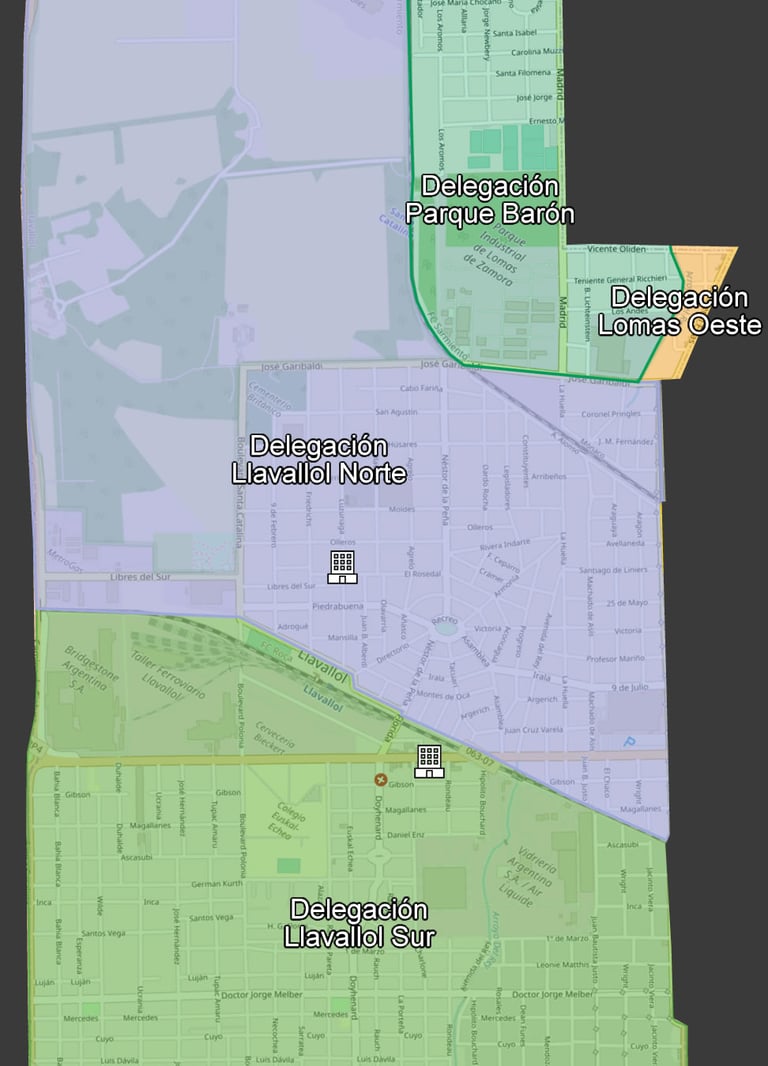 Mapa de Delegacion Municipal Llavallol