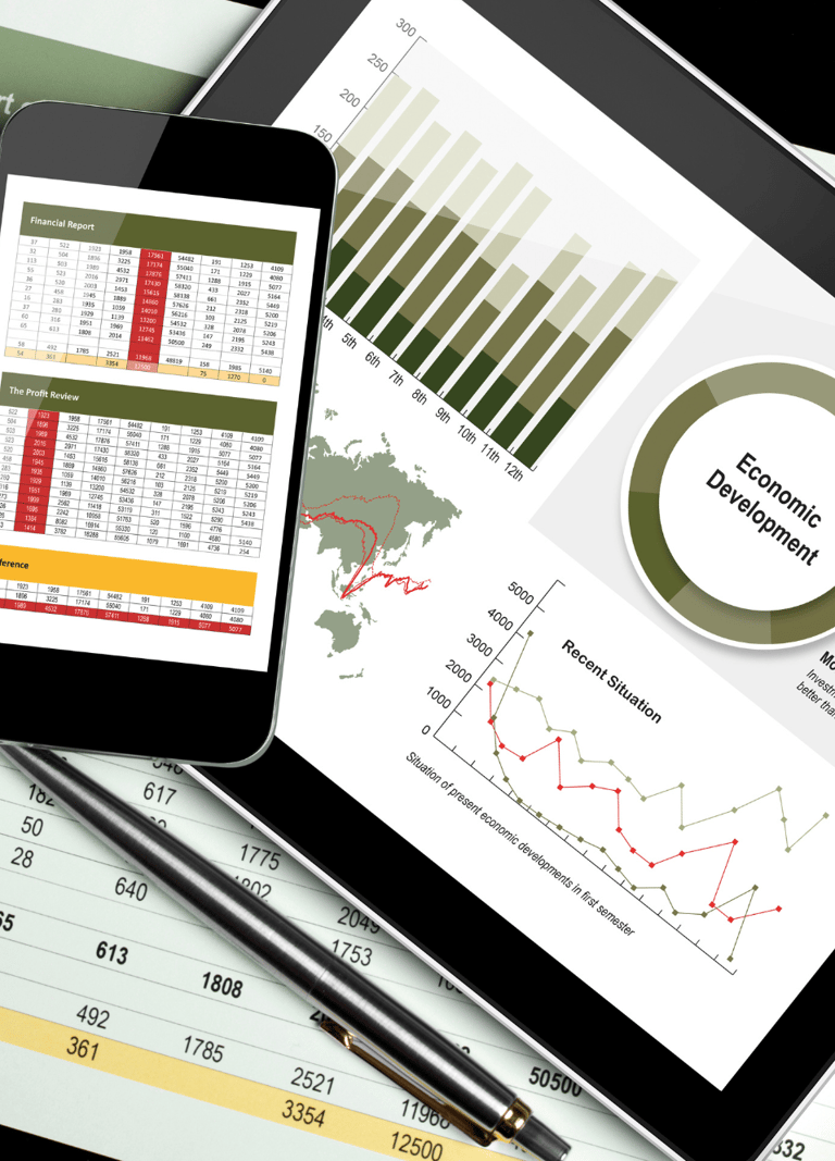 a tablet computer and a cup of coffee on a desk