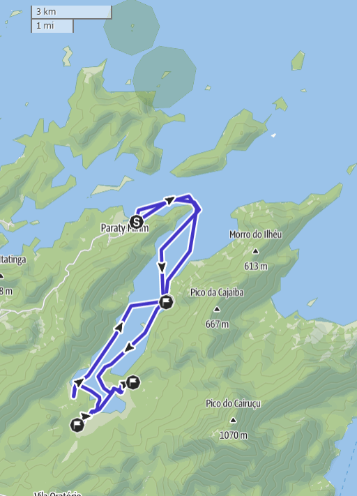 Map of Saco do Mamangua, Kayaking in Paraty