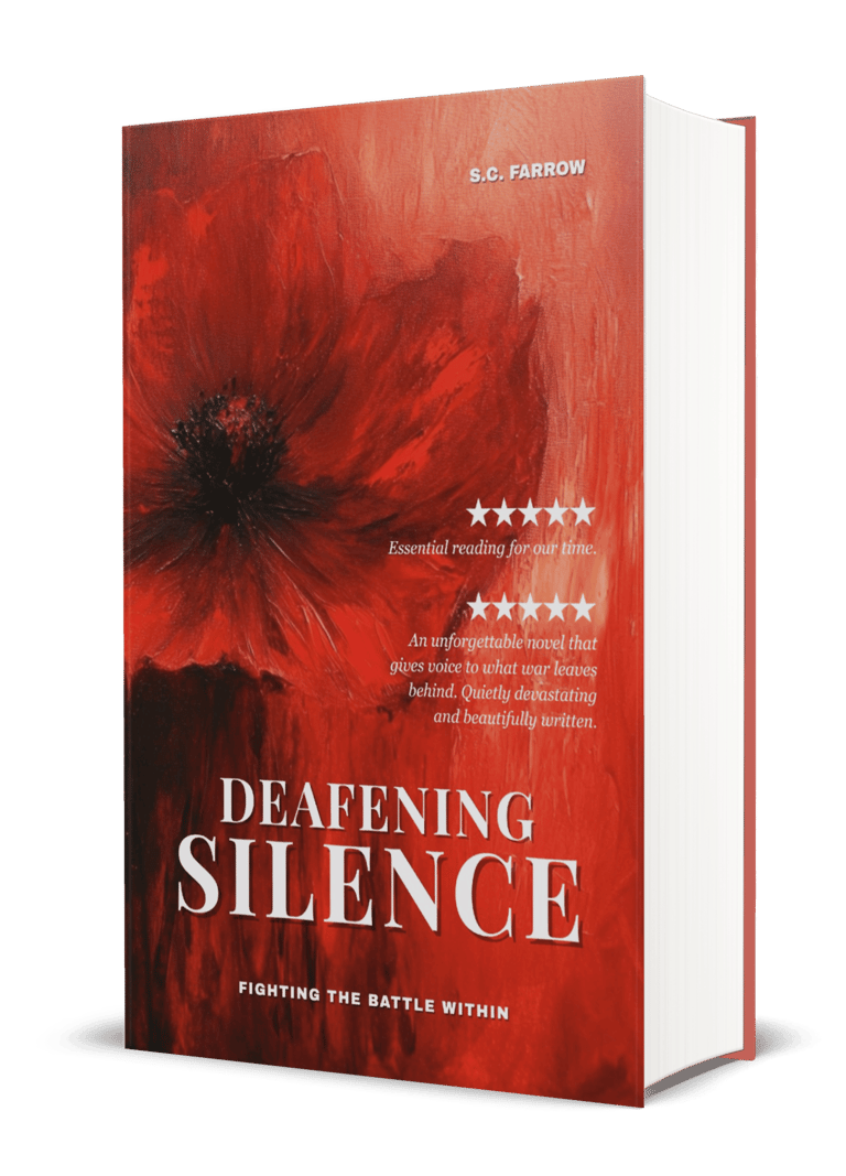 A book cover featuring a red poppy flower