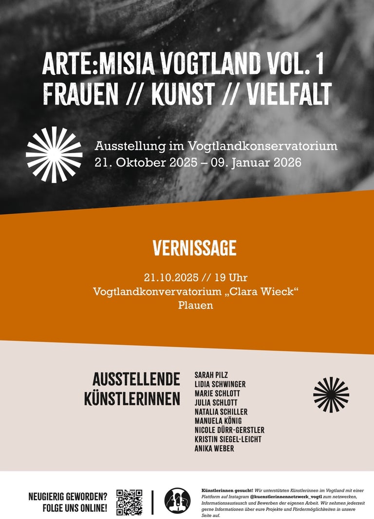 Plakat Arte:misia Vogtland Vol. I Frauen Kunst Vielfalt Vernissage Vogtlandkonsrvatorium