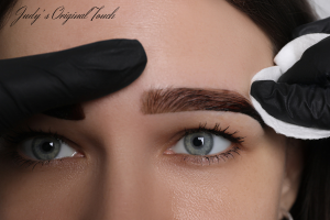 a woman with eyebrow tint