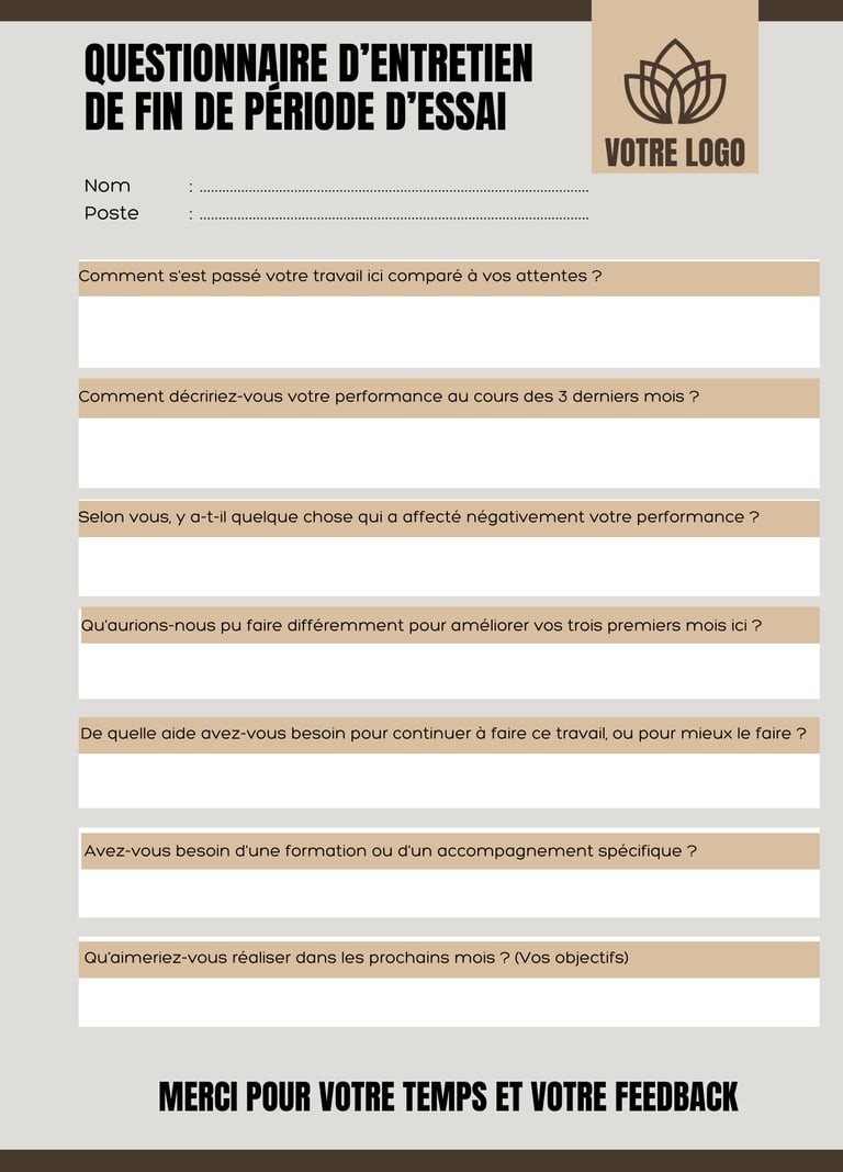 Exemples questions entretien de fin de période d’essai