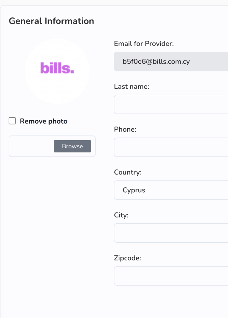 bills management unique email address