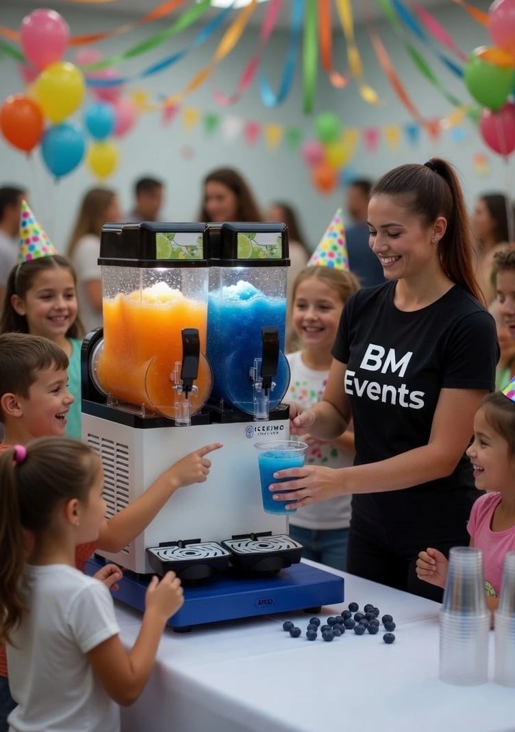 Double bowl slush frozen drinks for party catering, slushie machine rental in Dubai and Abu Dhabi, 