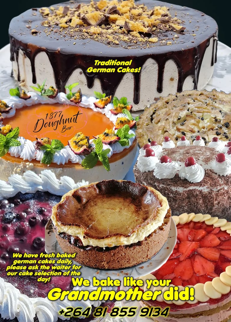 German Waffles Cake Cakes Swakopmund on the Jetty 1877 Doughnut Bar