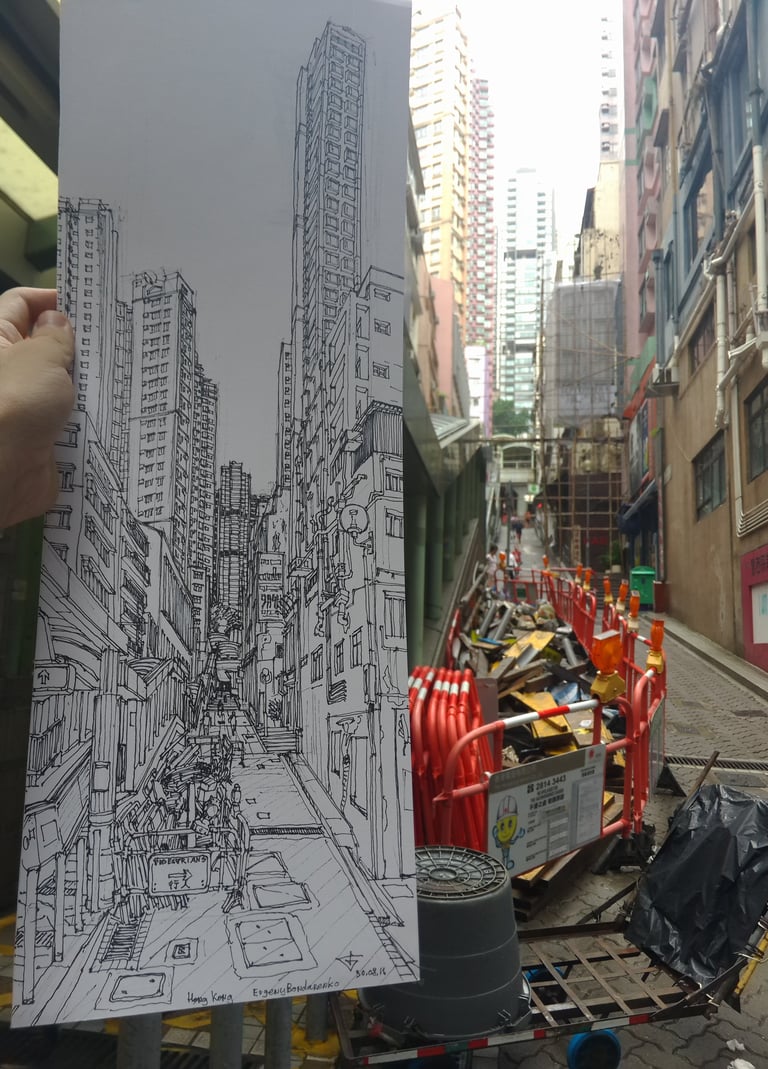 City Sketch by Evgeny Bondarenko in Hong Kong