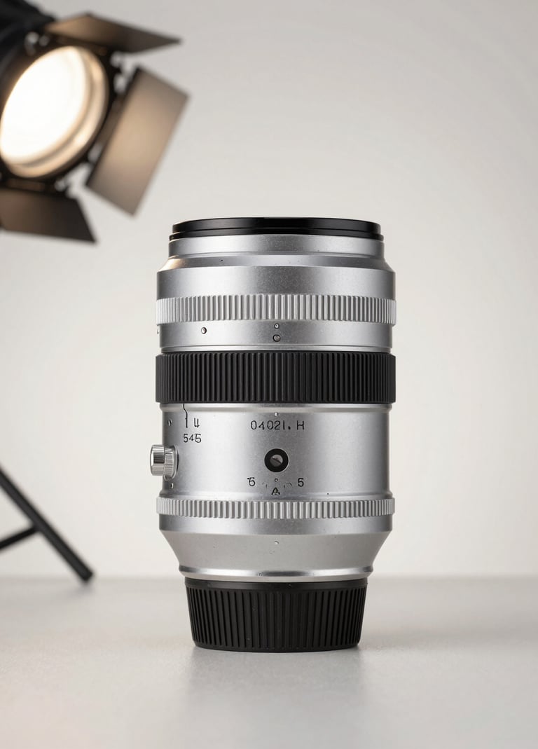 Still life product photography of a luxury item, elegant and clear composition, lit with soft studio lights, light silver grey and soft off-white background.