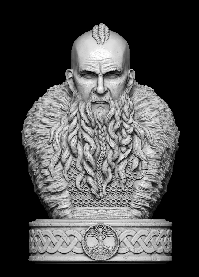 Highly detailed Viking warrior bust sculpted through professional 3D sculptural services
