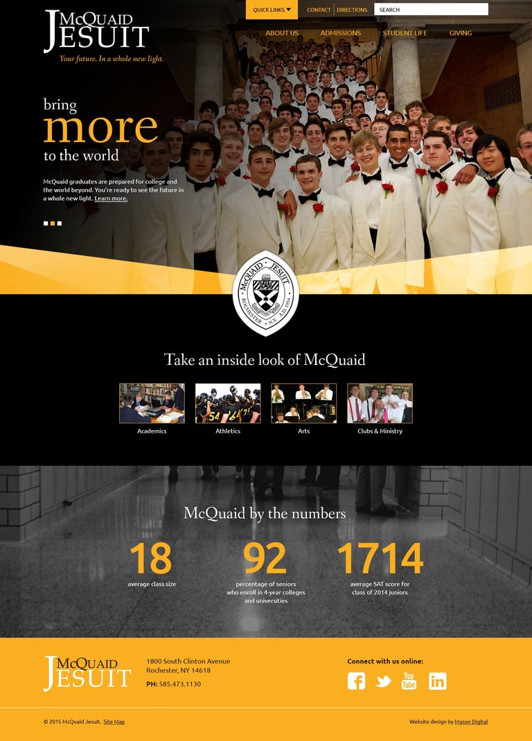 Home page of website for Jesuit high school.