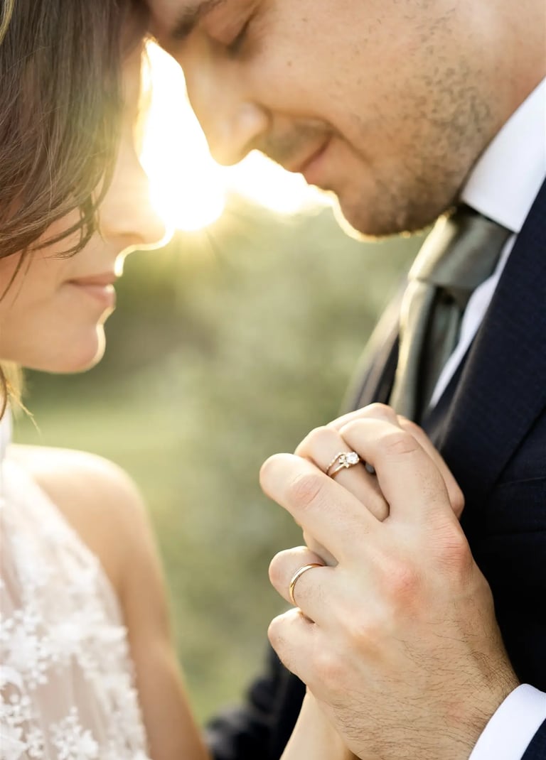 Editorial fine art wedding photographer capturing a couple under golden Provence light