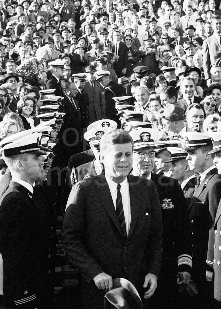 President John F. Kennedy at the Army-Navy Game at Phila. Municipal Stadium in 1962 by James Drake